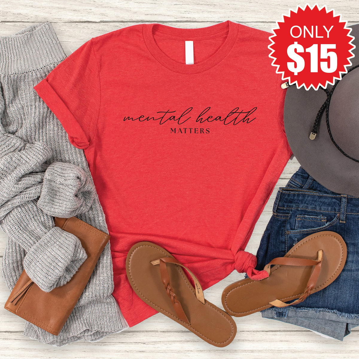 Mental Health Matters Tee - Heather Red - 15 product image 1
