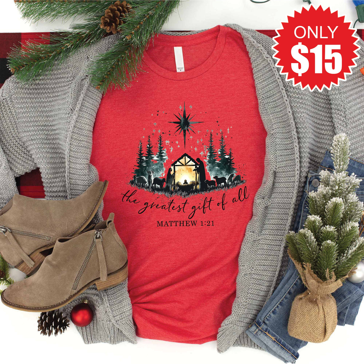 The Greatest Gift Of All Tee - Heather Red - 15 product image 1