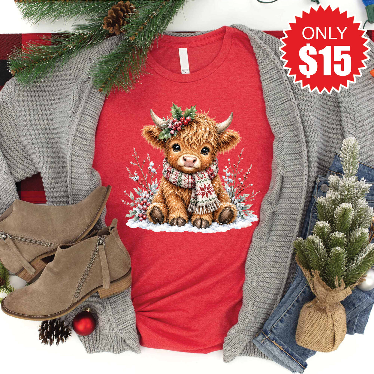 Christmas Cow Tee - Heather Red - 15 product image 1