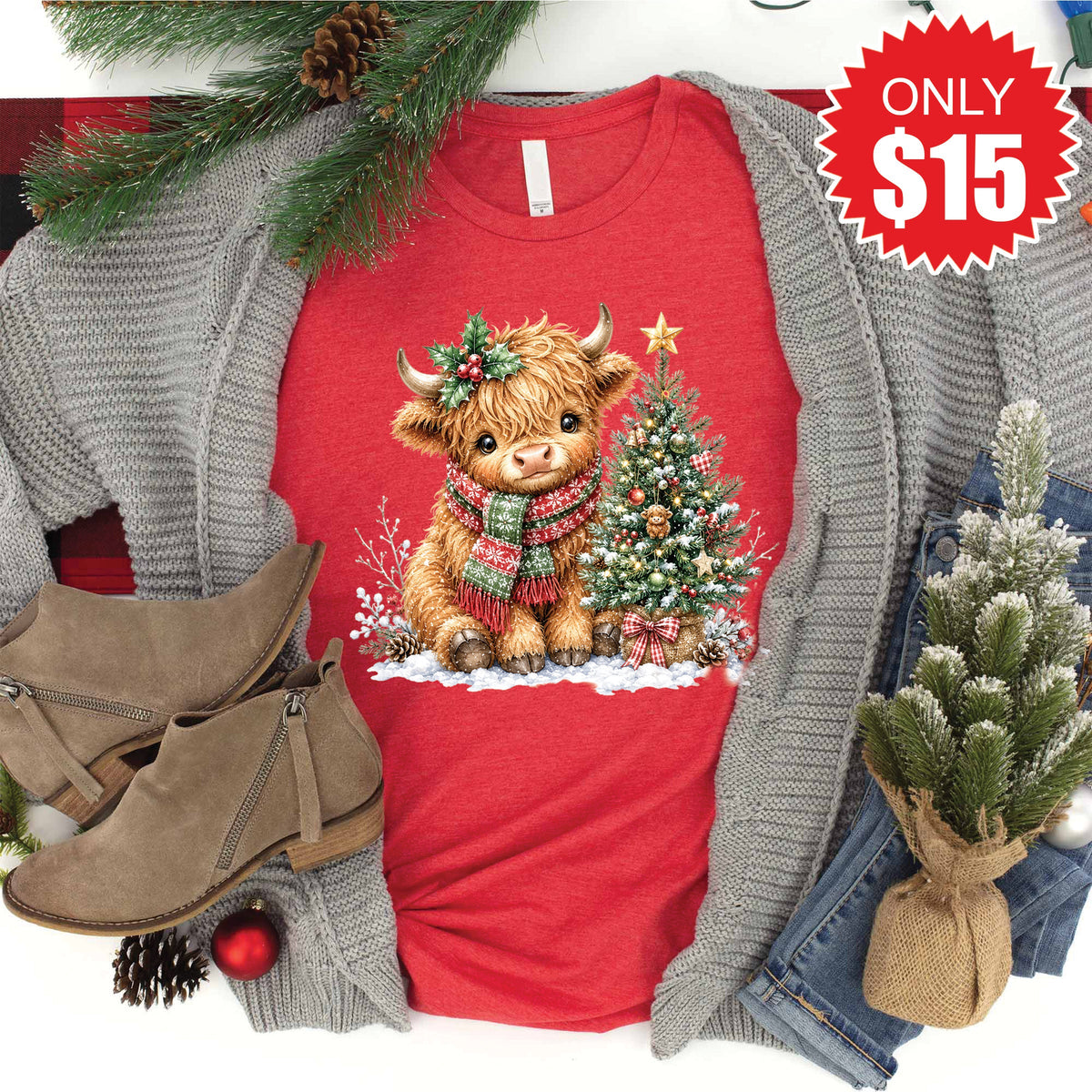 Christmas Cow Tee - Heather Red - 15 product image 1
