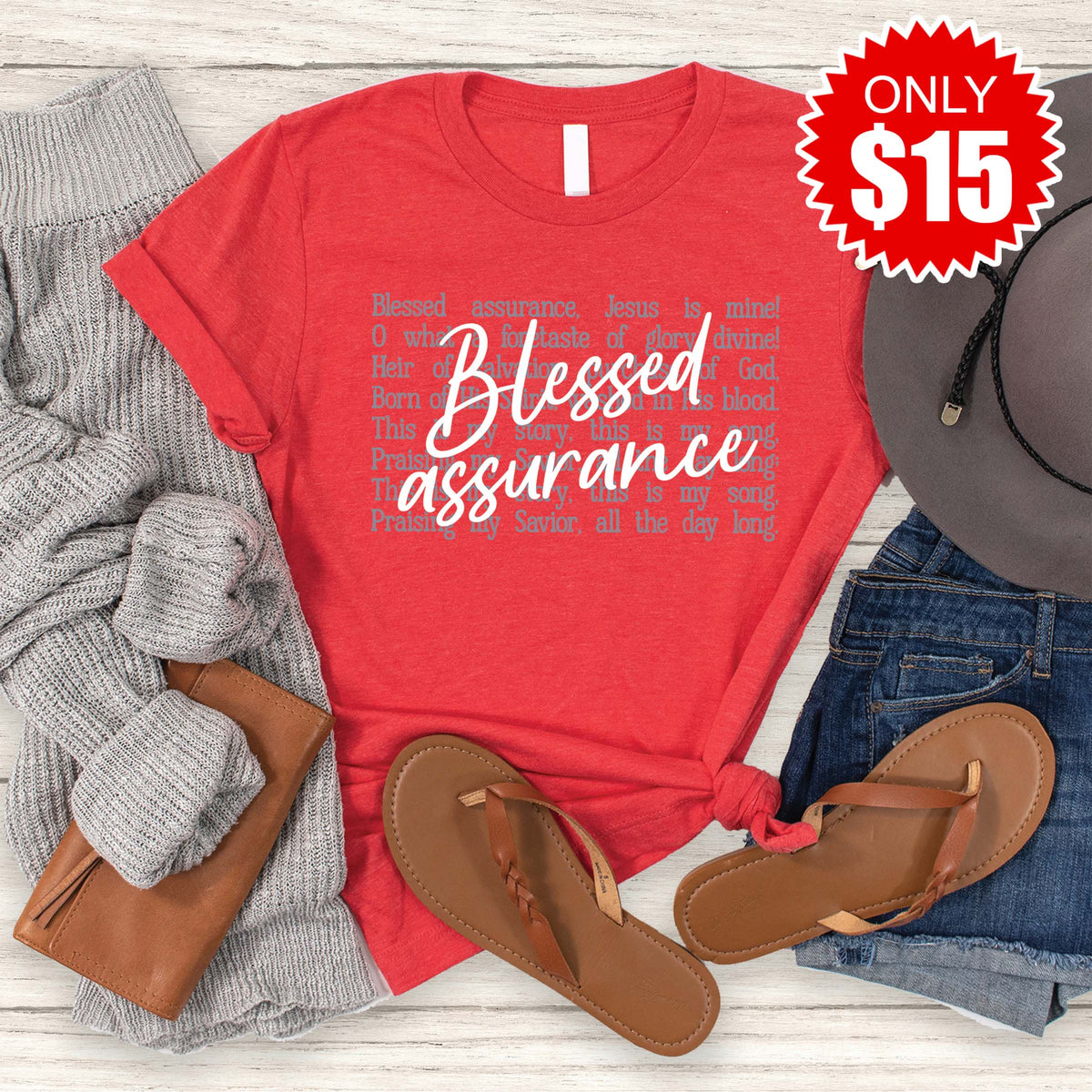 Blessed Assurance Tee - Heather Red - 15 product image 1