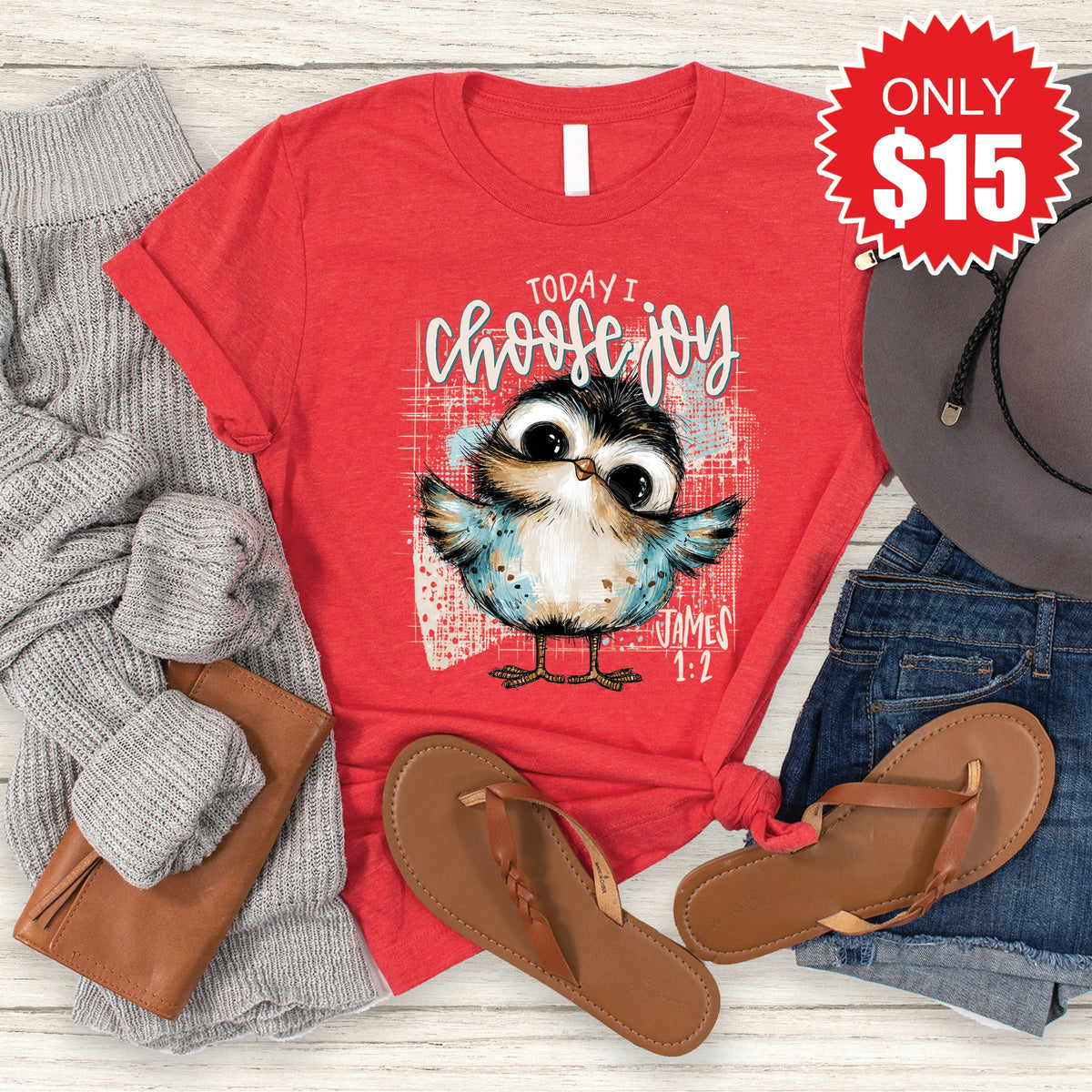 Choose Joy Tee - Heather Red - 15 product image 1