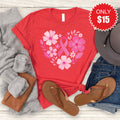 Pink Ribbon Floral Tee - Heather Red - 15 product image 1
