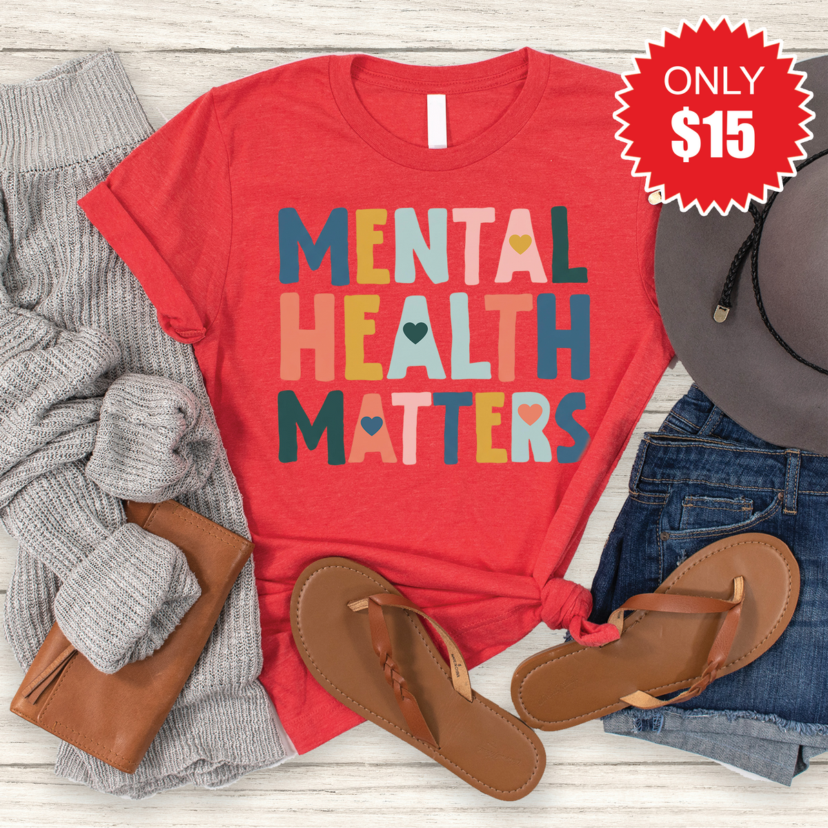 Mental Health Matters Tee - Heather Red - 15 product image 1