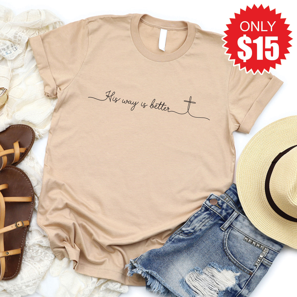His Way Is Better Tee - Heather Sand Dune - 15 product image 1