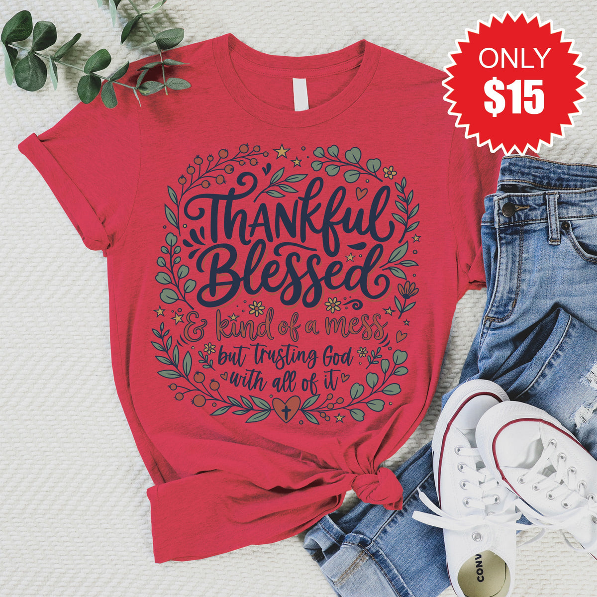 Kind of a Mess Tee - Heather Scarlet - 15 product image 1