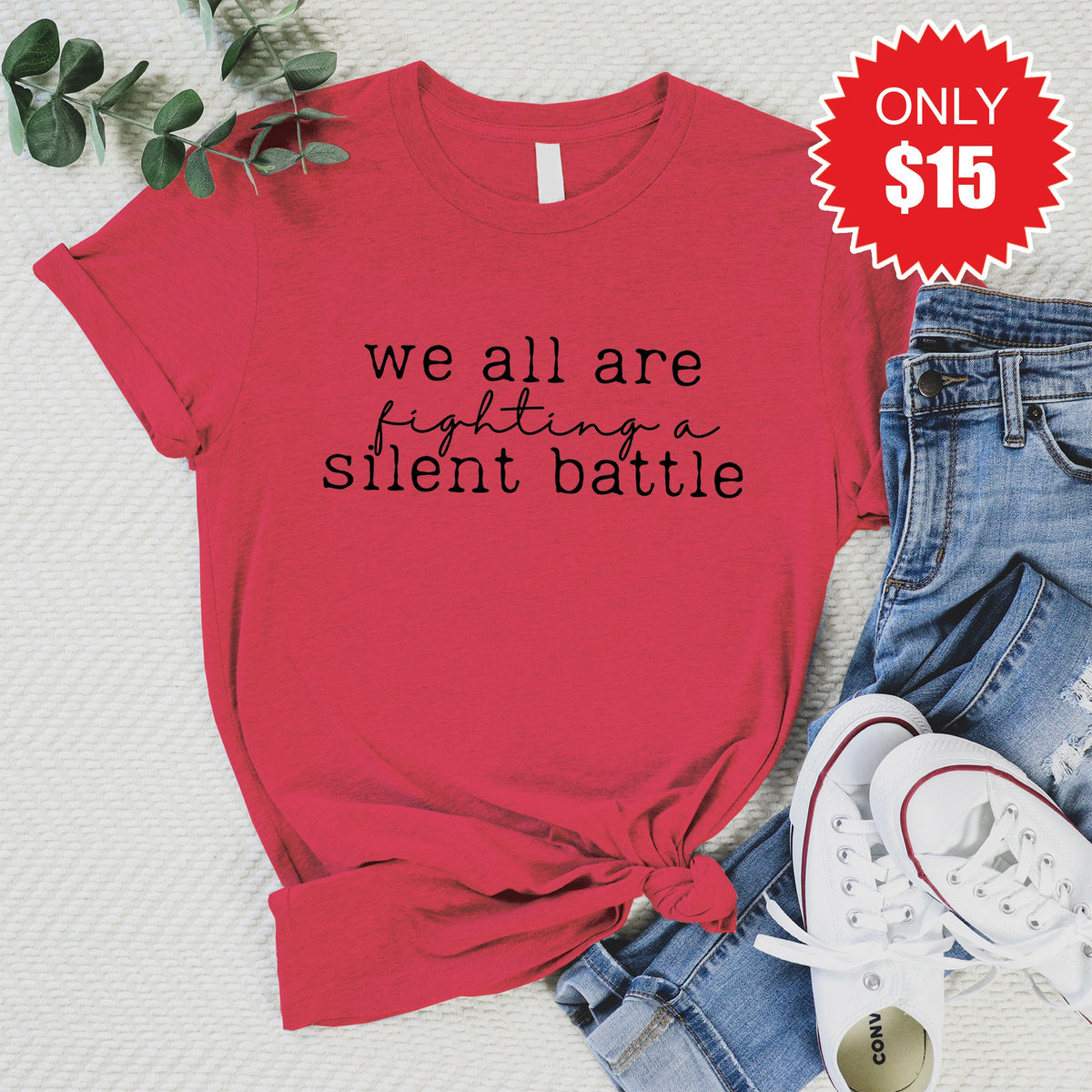 Silent Battle Tee - Heather Scarlet - 15 product image 1