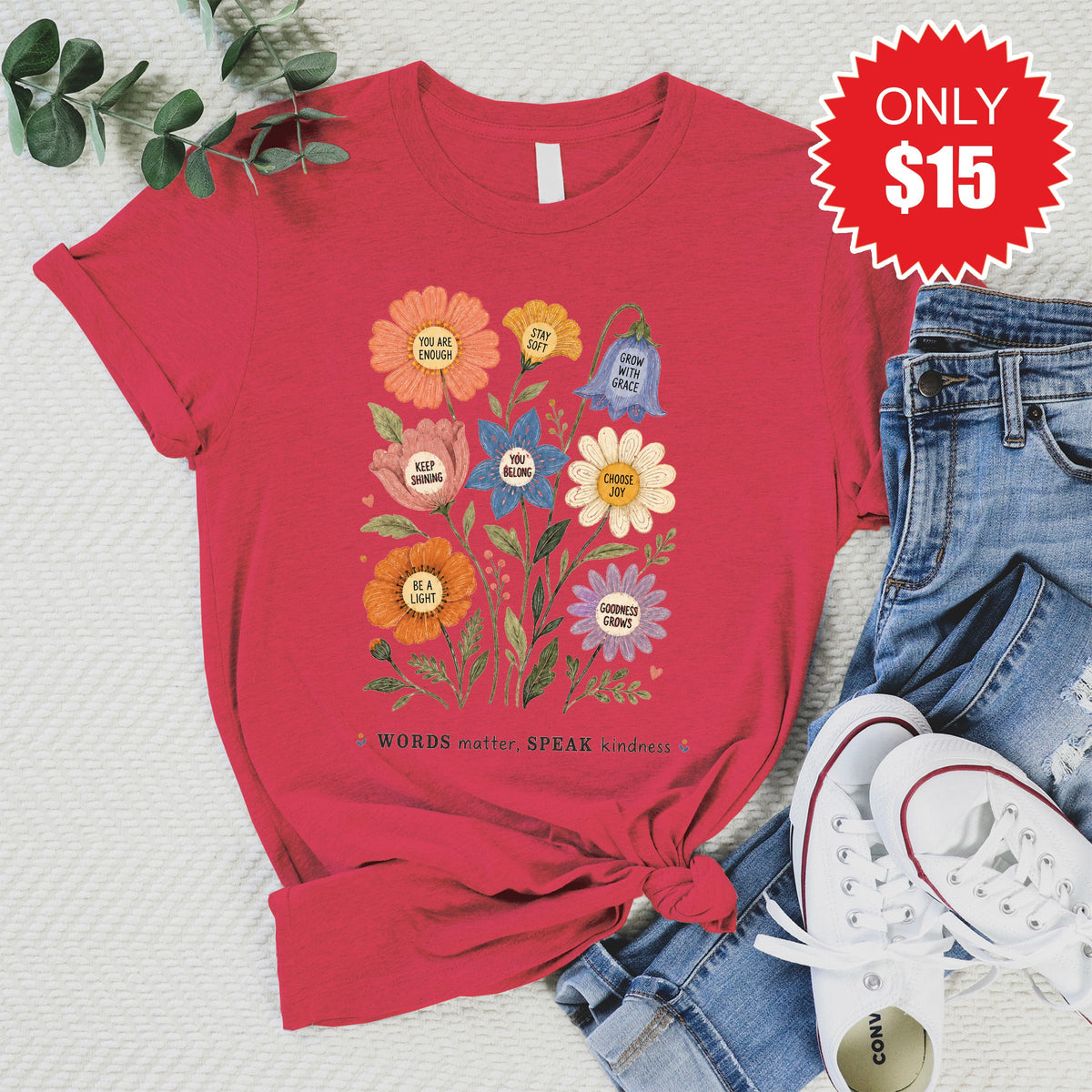 Words Matter Tee - Heather Scarlet - 15 product image 1