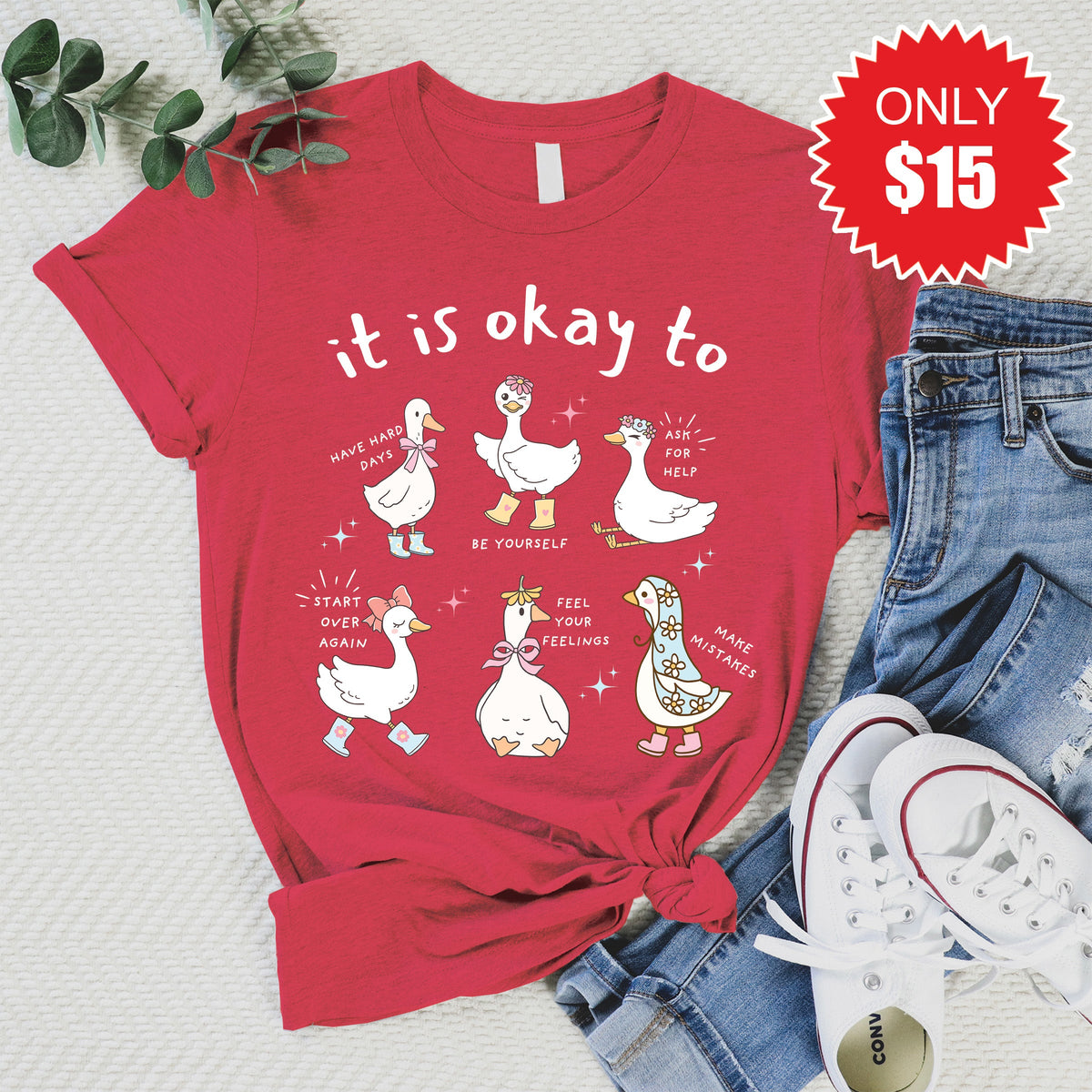 It Is Okay Tee - Heather Scarlet - 15 product image 1