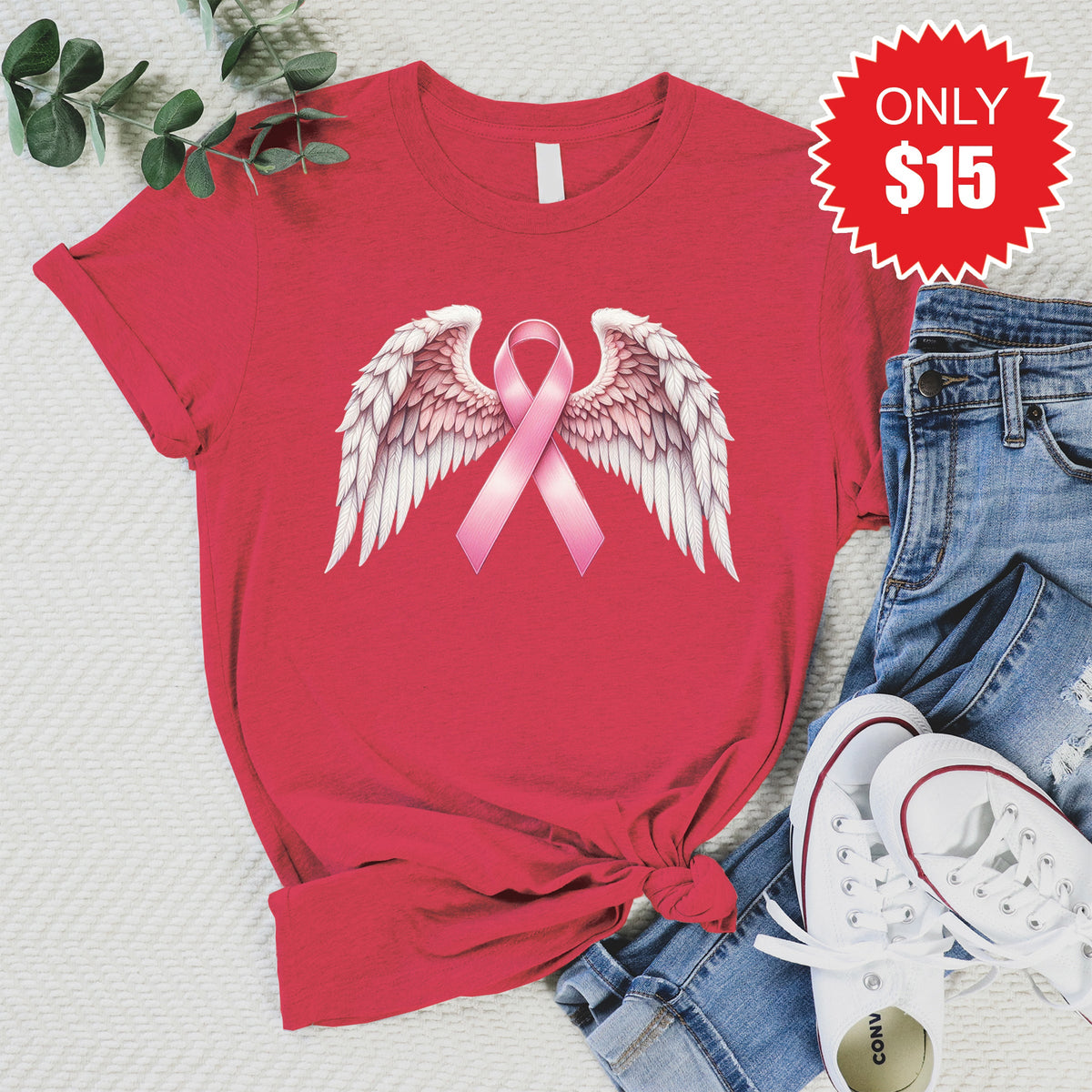 Angel Wings Tee - Heather Scarlet - 15 product image 1