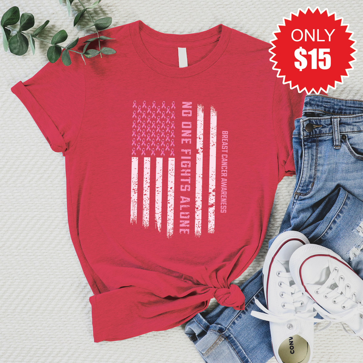 No One Fights Alone Tee - Heather Scarlet - 15 product image 1