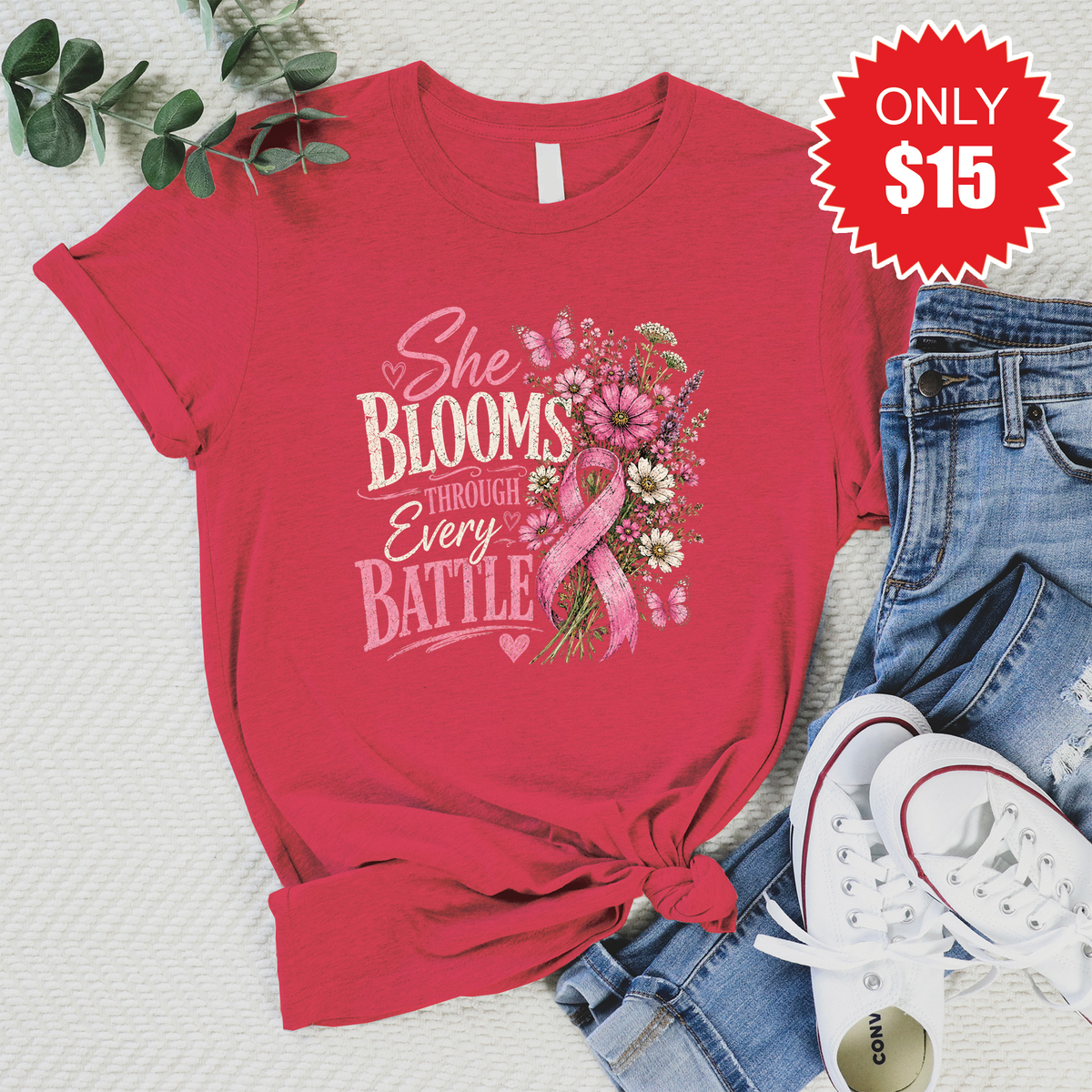 She Blooms Tee - Heather Scarlet - 15 product image 1