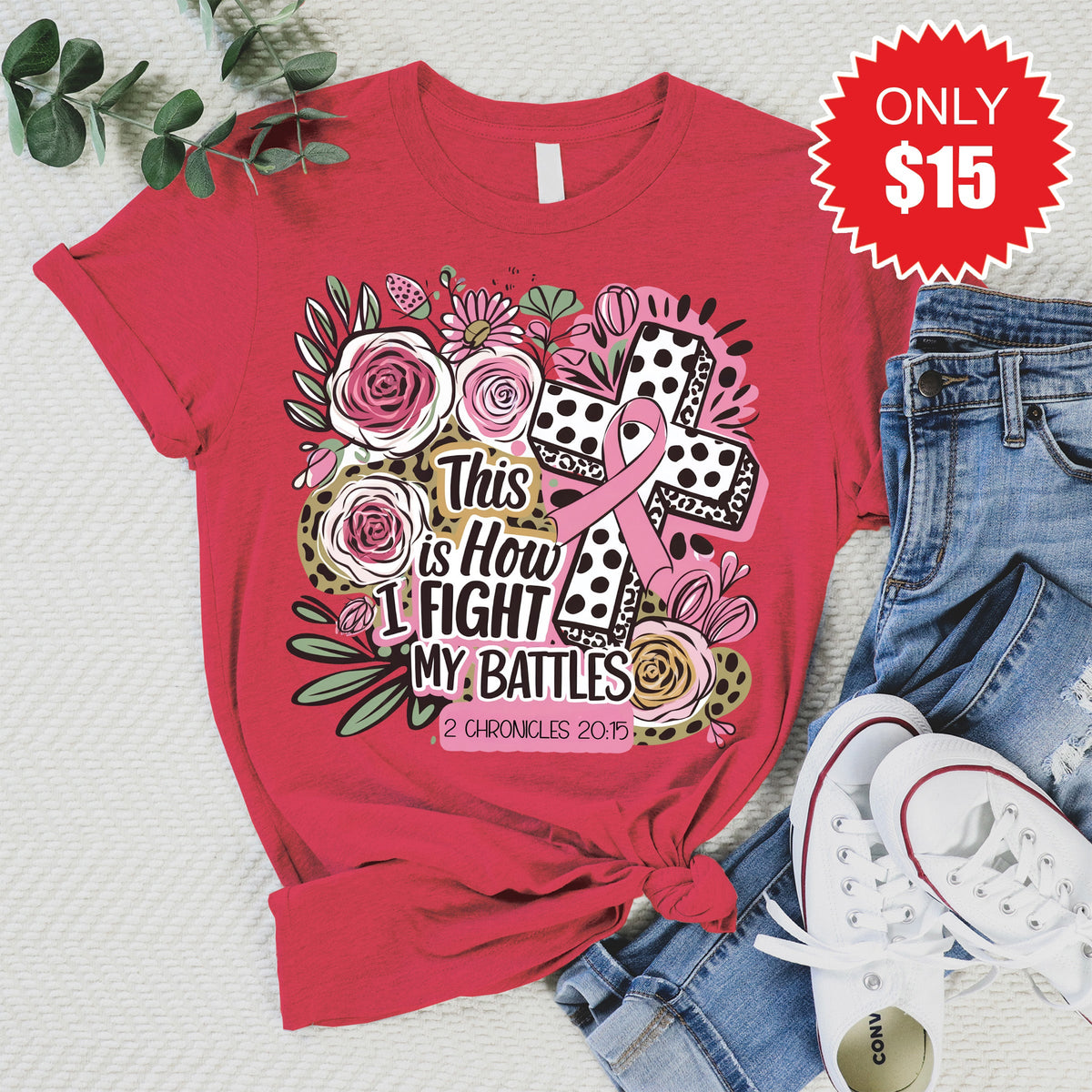 Fight My Battles Tee - Heather Scarlet - 15 product image 1