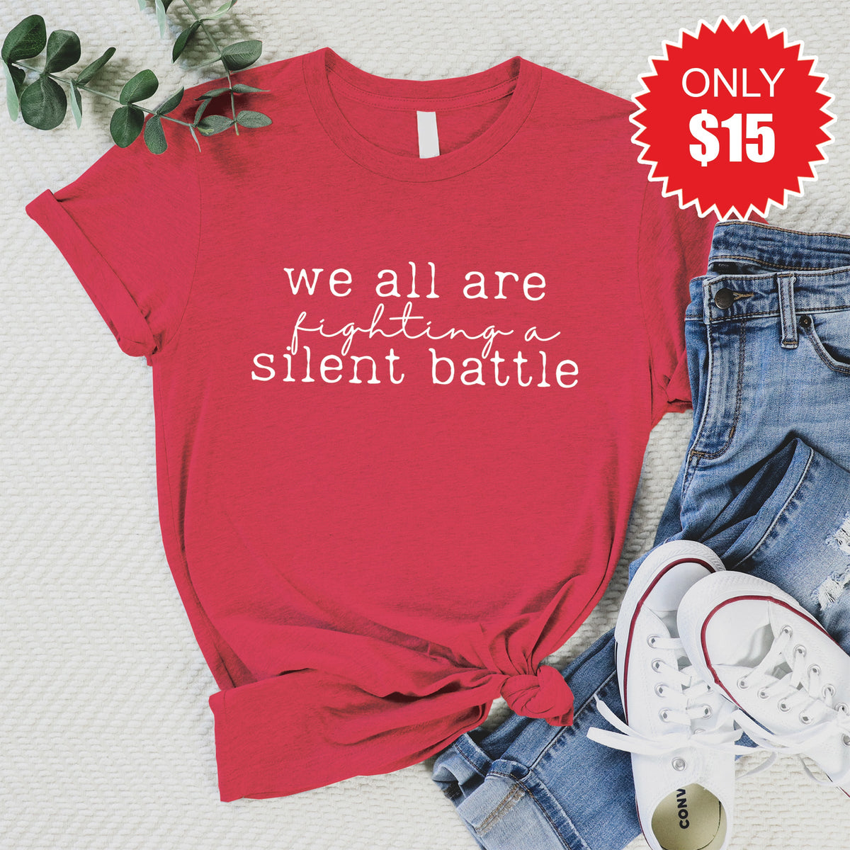 Silent Battle Tee - Heather Scarlet - 15 product image 1