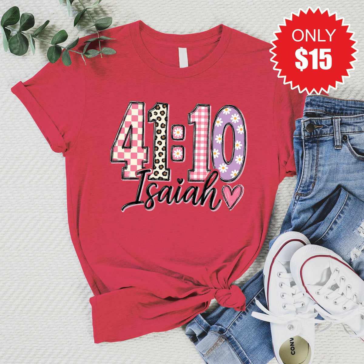 Isaiah 41:10 Tee - Heather Scarlet - 15 product image 1