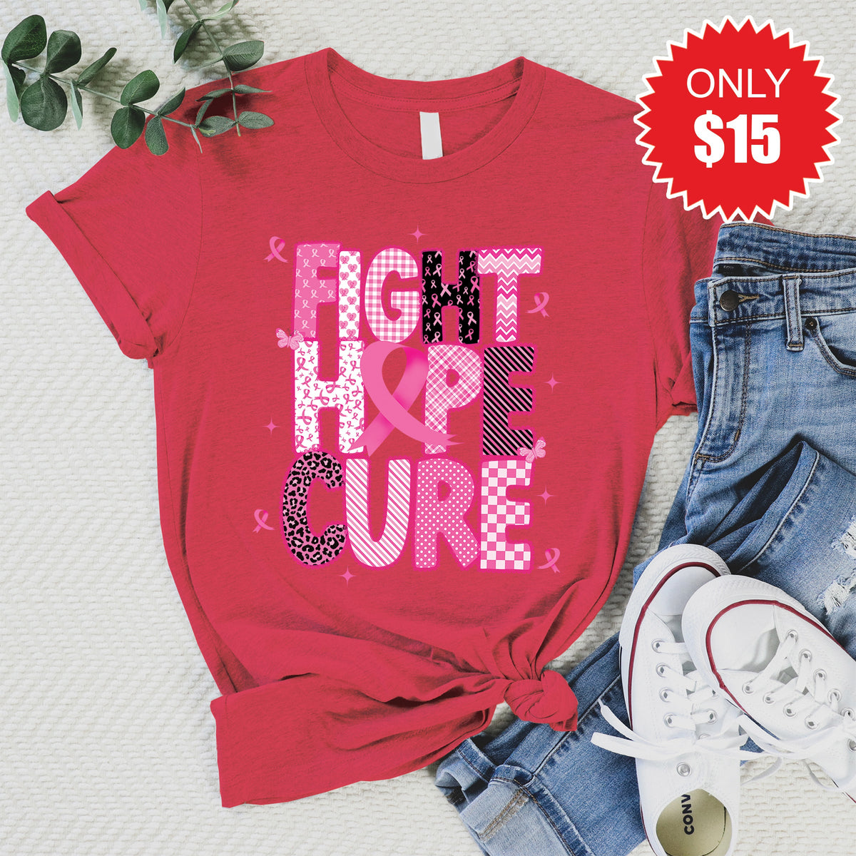 Fight, Hope, Cure Tee - Heather Scarlet - 15 product image 1