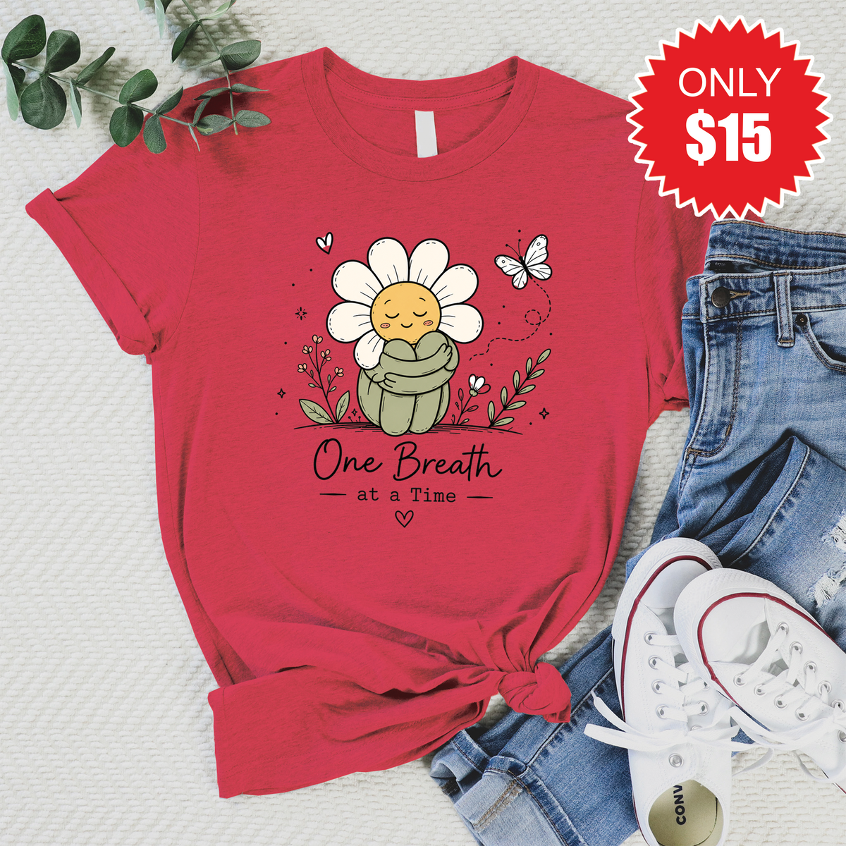 One Breath At A Time Tee - Heather Scarlet - 15 product image 1