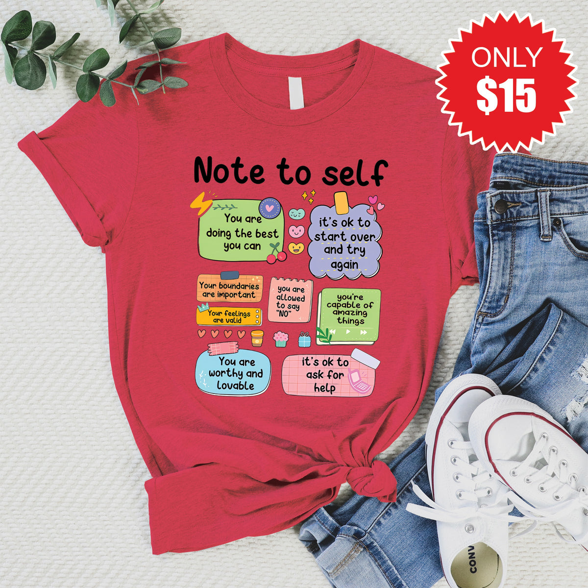 Note To Self Tee - Heather Scarlet - 15 product image 1