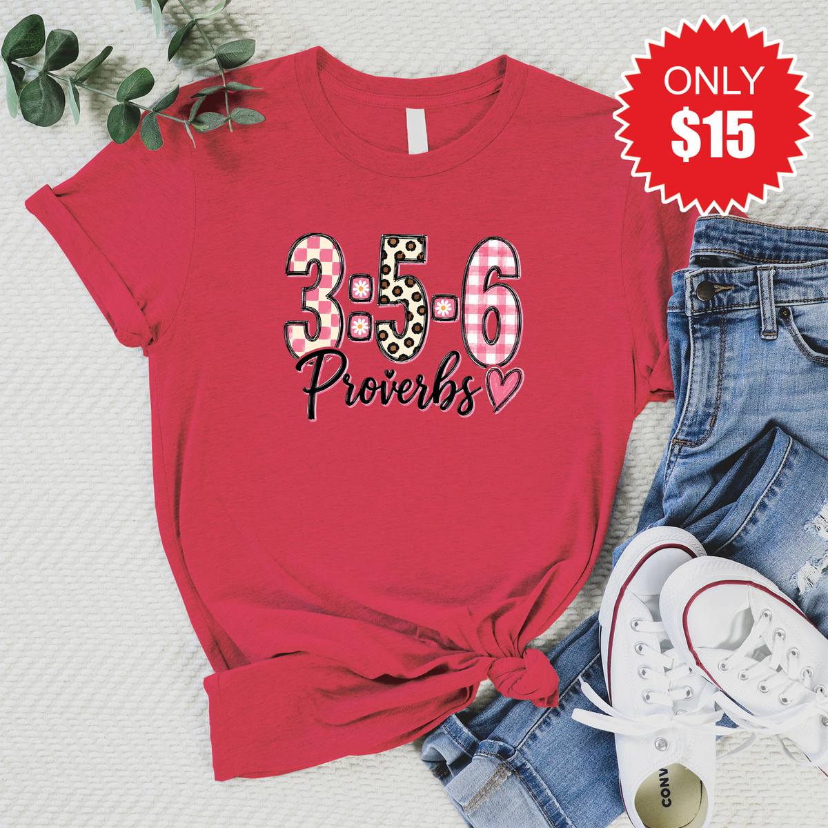 Proverbs 3:5 Tee - Heather Scarlet - 15 product image 1