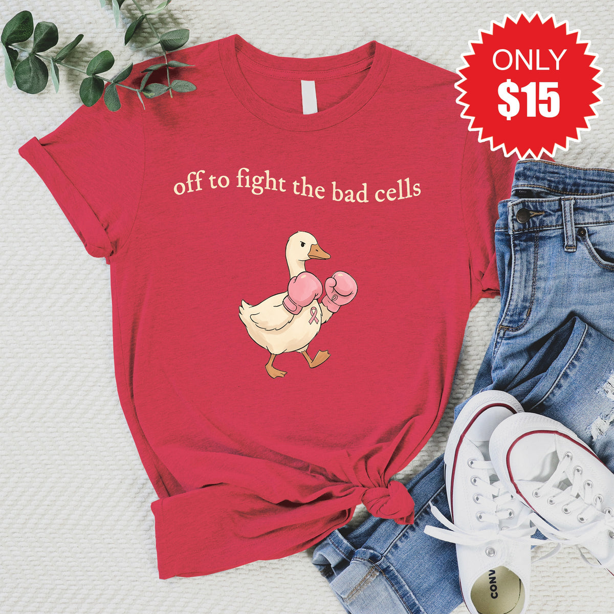 Fight The Bad Cells Tee - Heather Scarlet - 15 product image 1