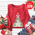 Adore Him Christmas Tree Sweatshirt - Heather Scarlet - 20 product image 1
