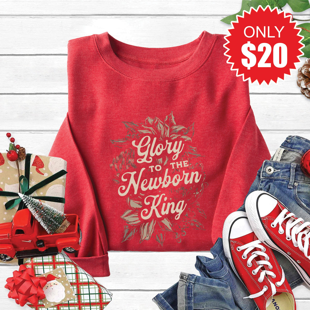 Newborn King Sweatshirt - Heather Scarlet - 20 product image 1