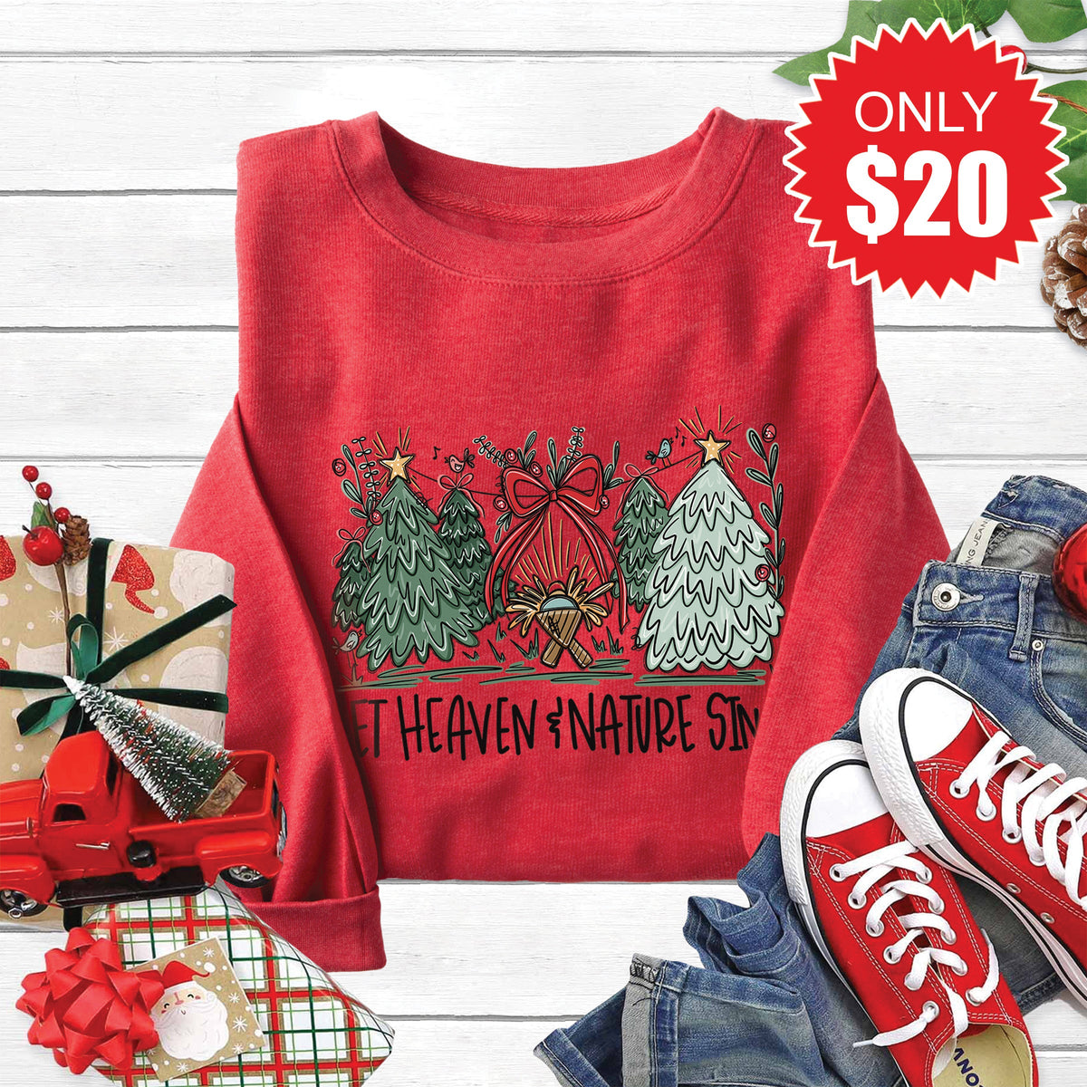 Let Heaven and Nature Sing Sweatshirt - Heather Scarlet - 20 product image 1
