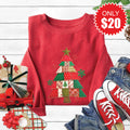 Christmas Tree Patchwork Sweatshirt - Heather Scarlet - 20 product image 1