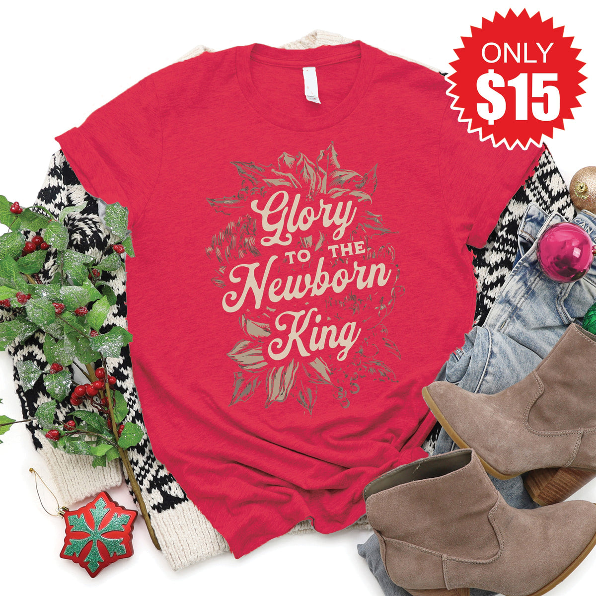 Newborn King Tee - Heather Scarlet - 15 product image 1