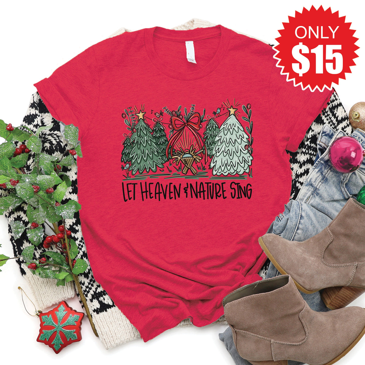 Let Heaven and Nature Sing Tee - Heather Scarlet - 15 product image 1