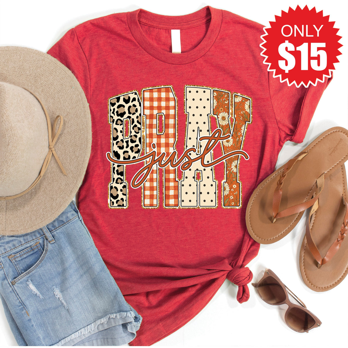 Just Pray Tee - Heather Scarlet - 15 product image 1