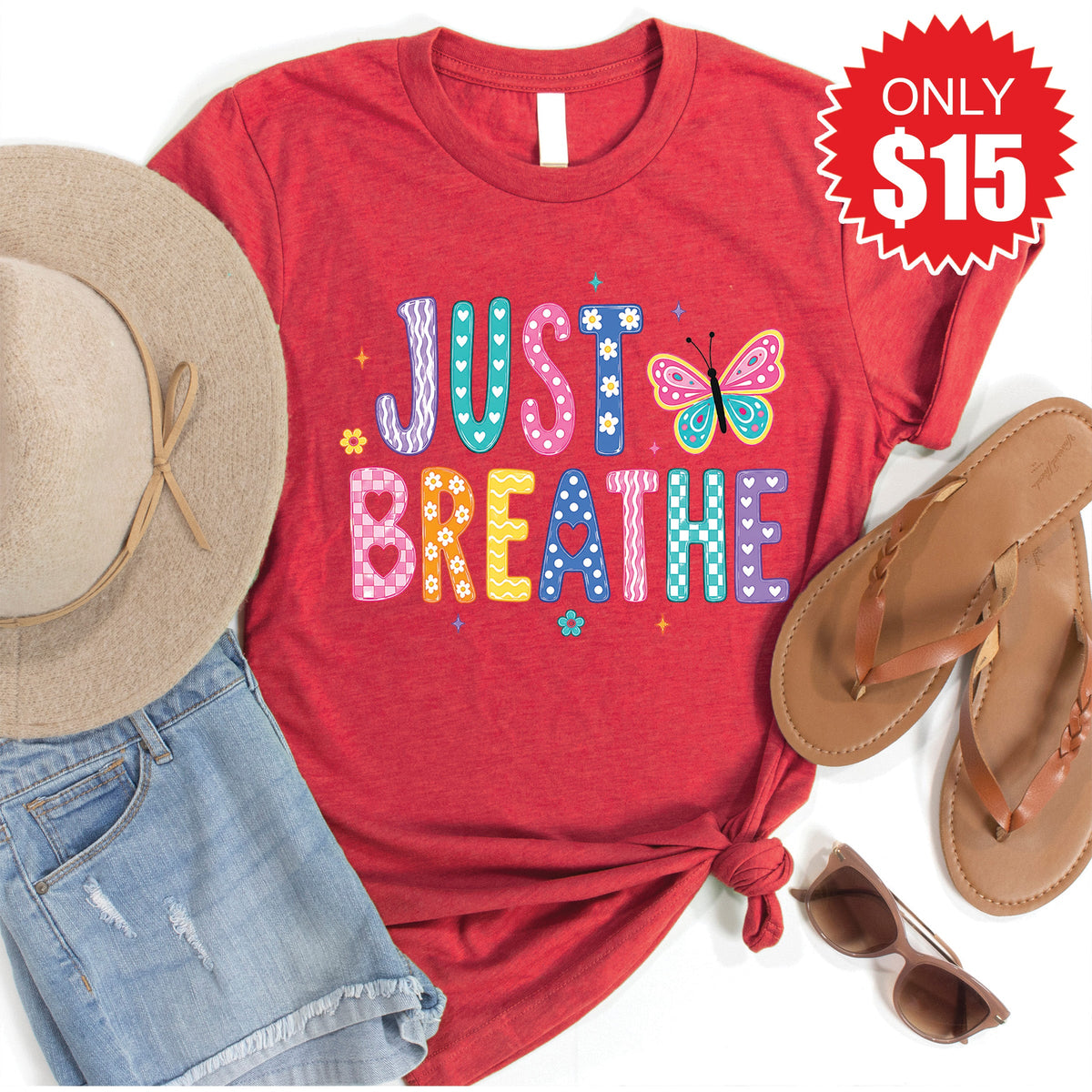 Just Breathe Tee - Heather Scarlet - 15 product image 1
