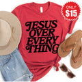 Jesus Over Everything Tee - Heather Scarlet - 15 product image 1