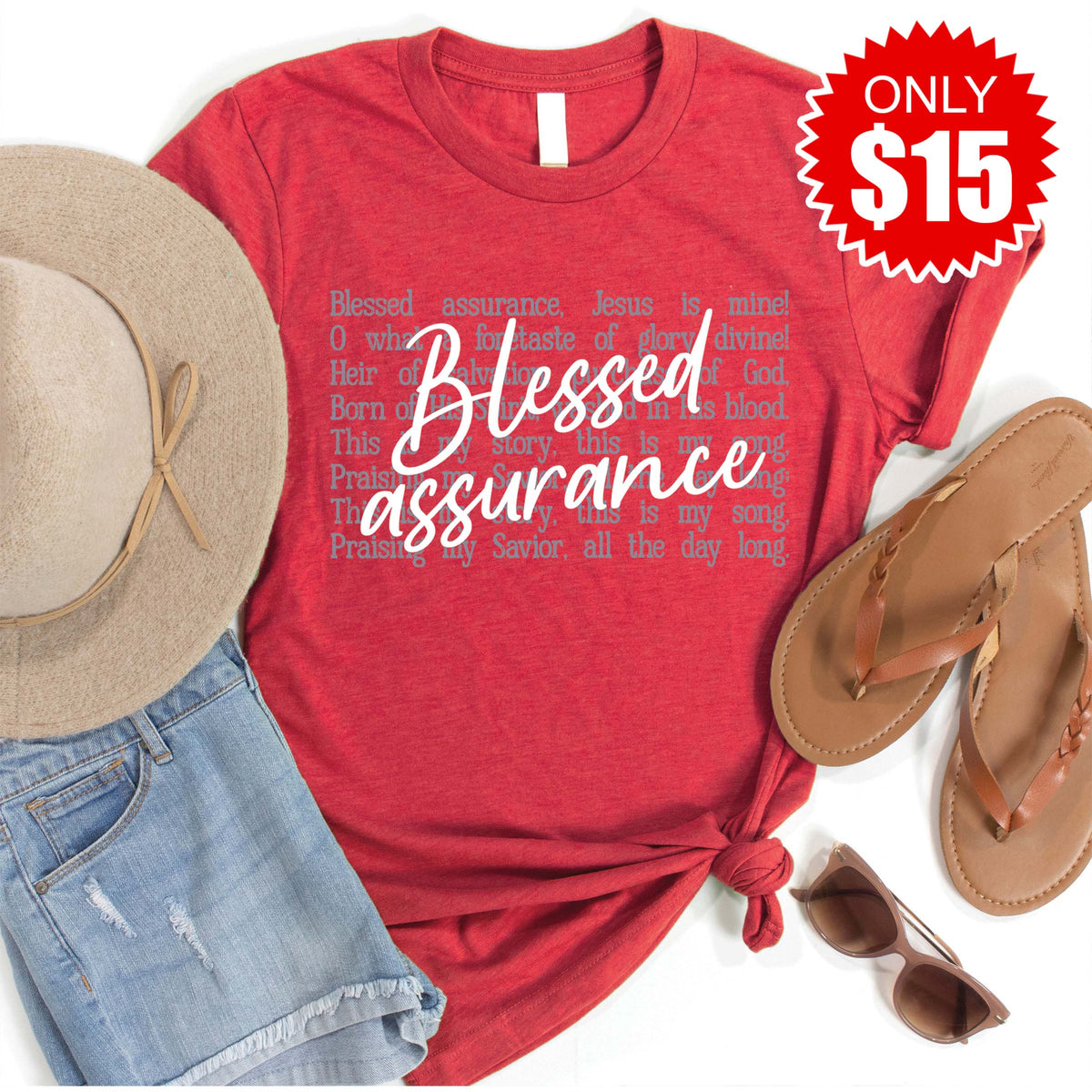 Blessed Assurance Tee - Heather Scarlet - 15 product image 1