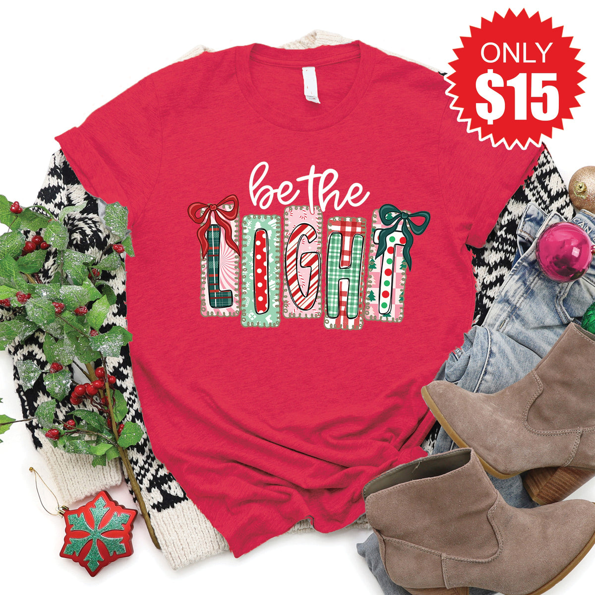 Be The Light Tee - Heather Scarlet - 15 product image 1