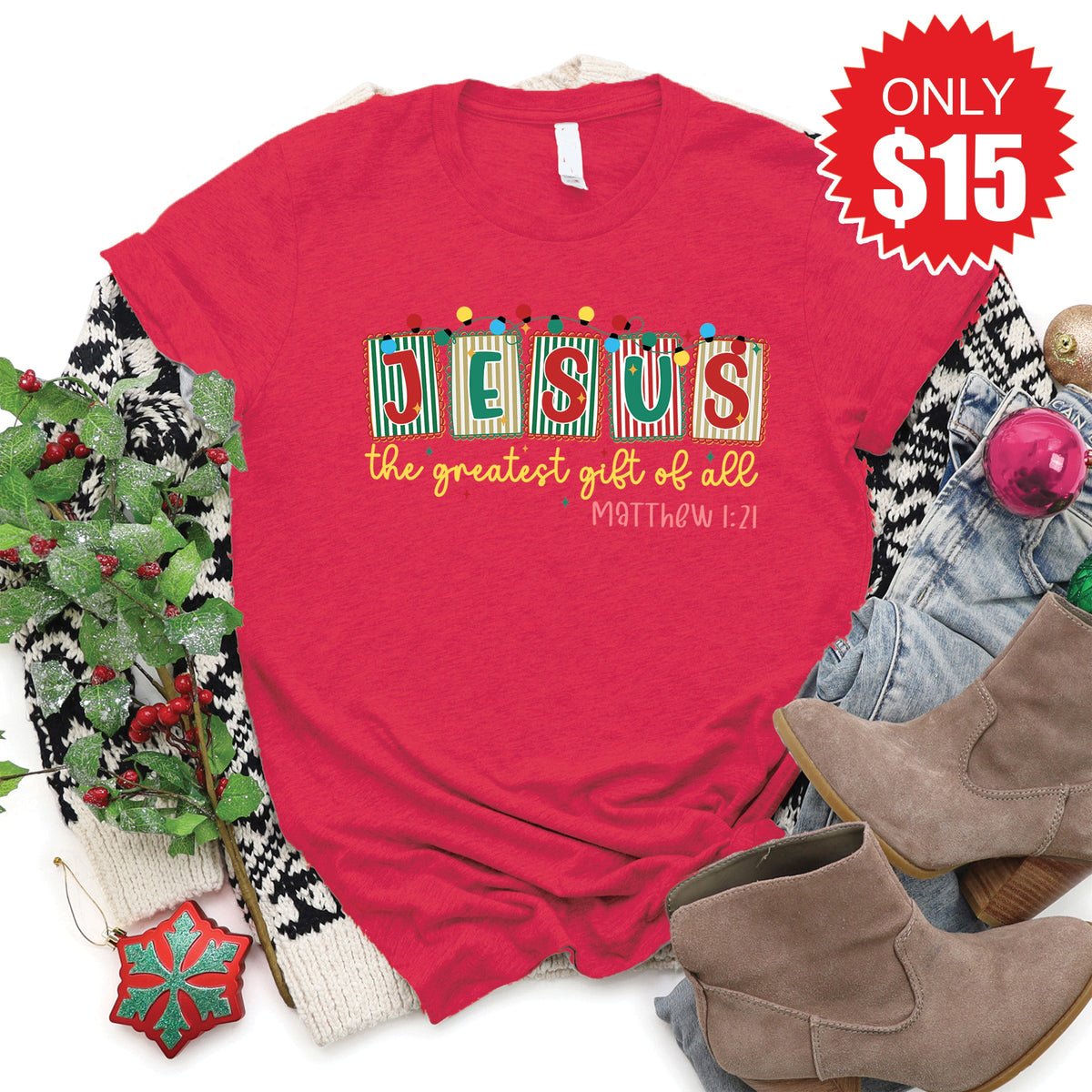 The Greatest Gift Of All Tee - Heather Scarlet - 15 product image 1