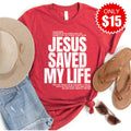 Jesus Saved My Life Tee - Heather Scarlet - 15 product image 1