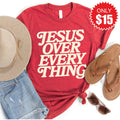 Jesus Over Everything Tee - Heather Scarlet - 15 product image 1