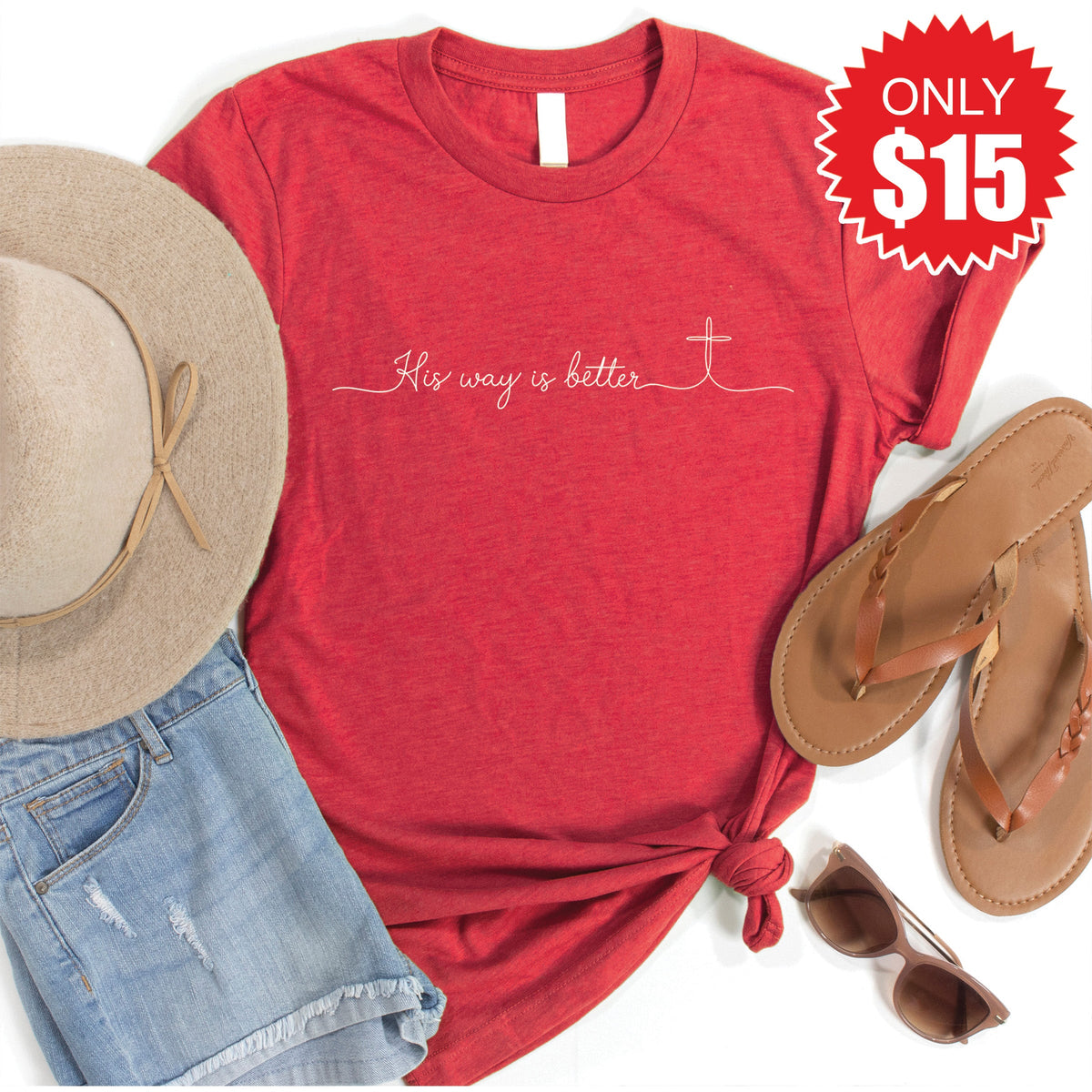 His Way Is Better Tee - Heather Scarlet - 15 product image 1