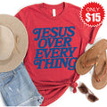 Jesus Over Everything Tee - Heather Scarlet - 15 product image 1