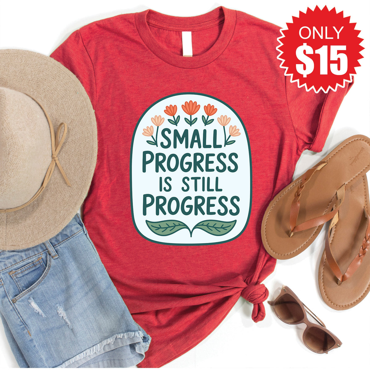 Small Progress Tee - Heather Scarlet - 15 product image 1