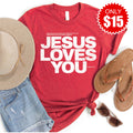 Jesus Loves You Tee - Heather Scarlet - 15 product image 1