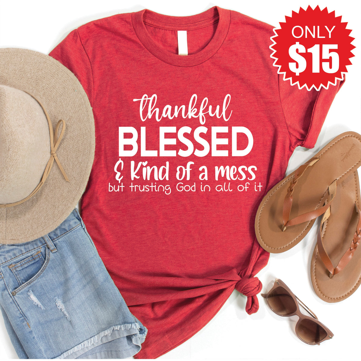 Trusting God Tee - Heather Scarlet - 15 product image 1