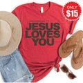 Jesus Loves You Tee - Heather Scarlet - 15 product image 1