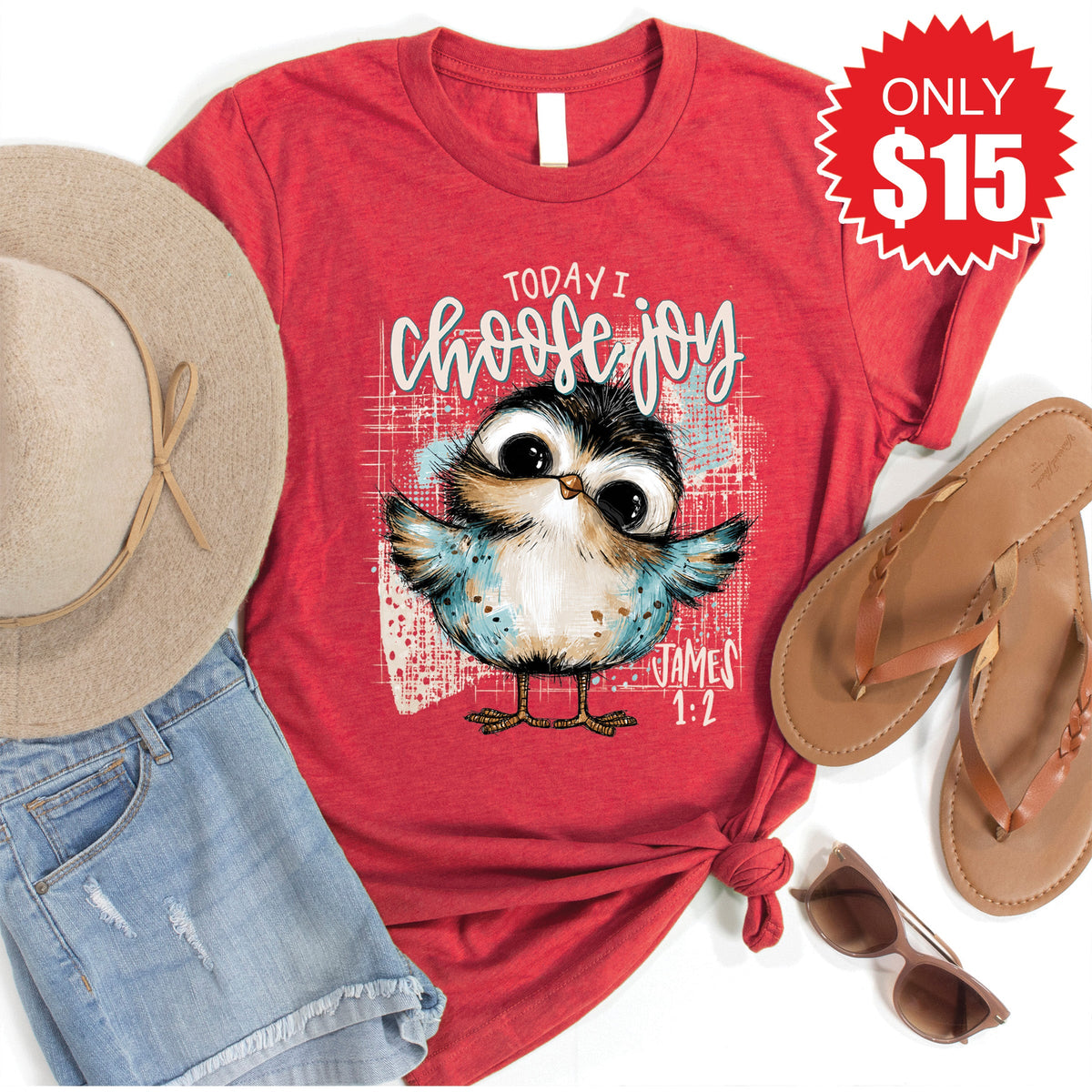 Choose Joy Tee - Heather Scarlet - 15 product image 1