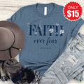 Faith Over Fear Tee - Heather Slate - 15 product image 1