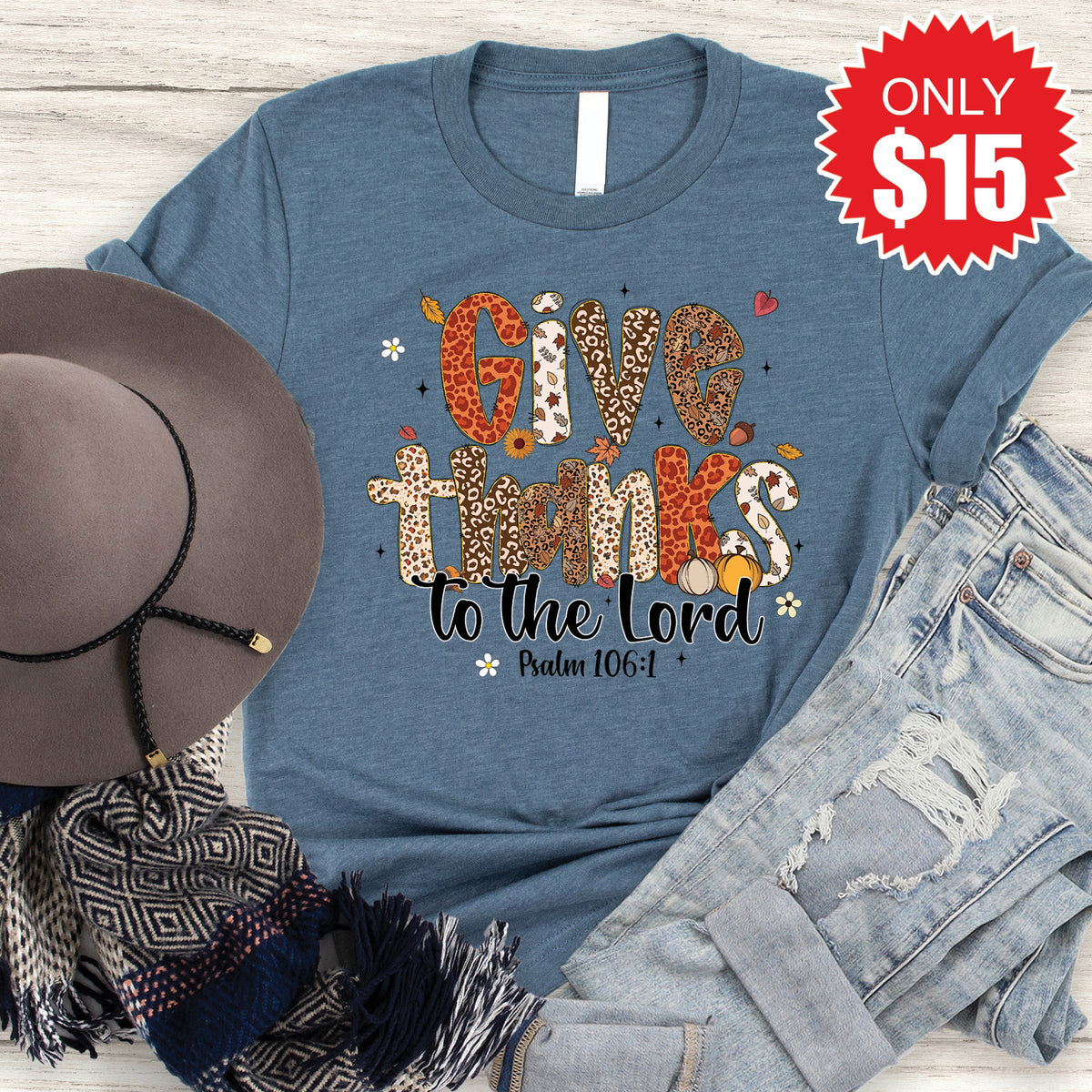 Give Thanks Tee - Heather Slate - 15 product image 1