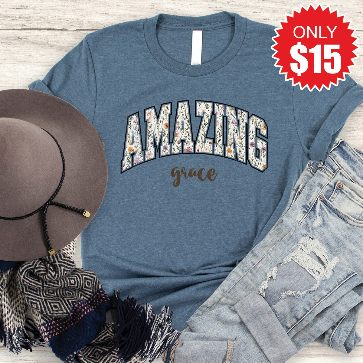 Amazing Grace Tee - Heather Slate - 15 product image 1