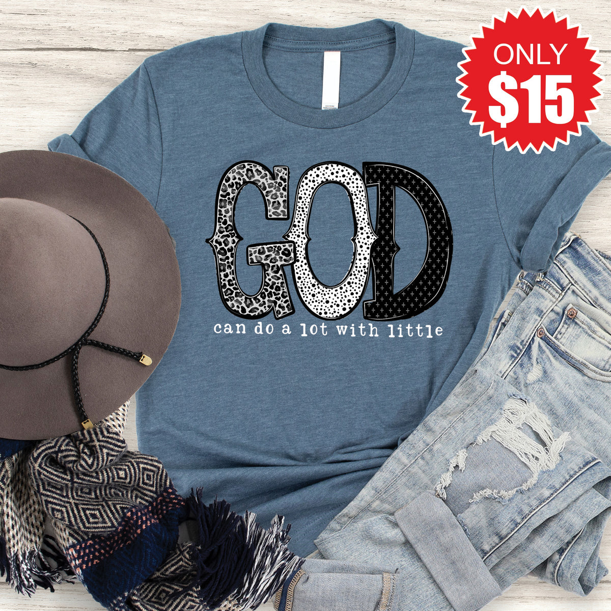 God Can Do A Lot Tee - Heather Slate - 15 product image 1