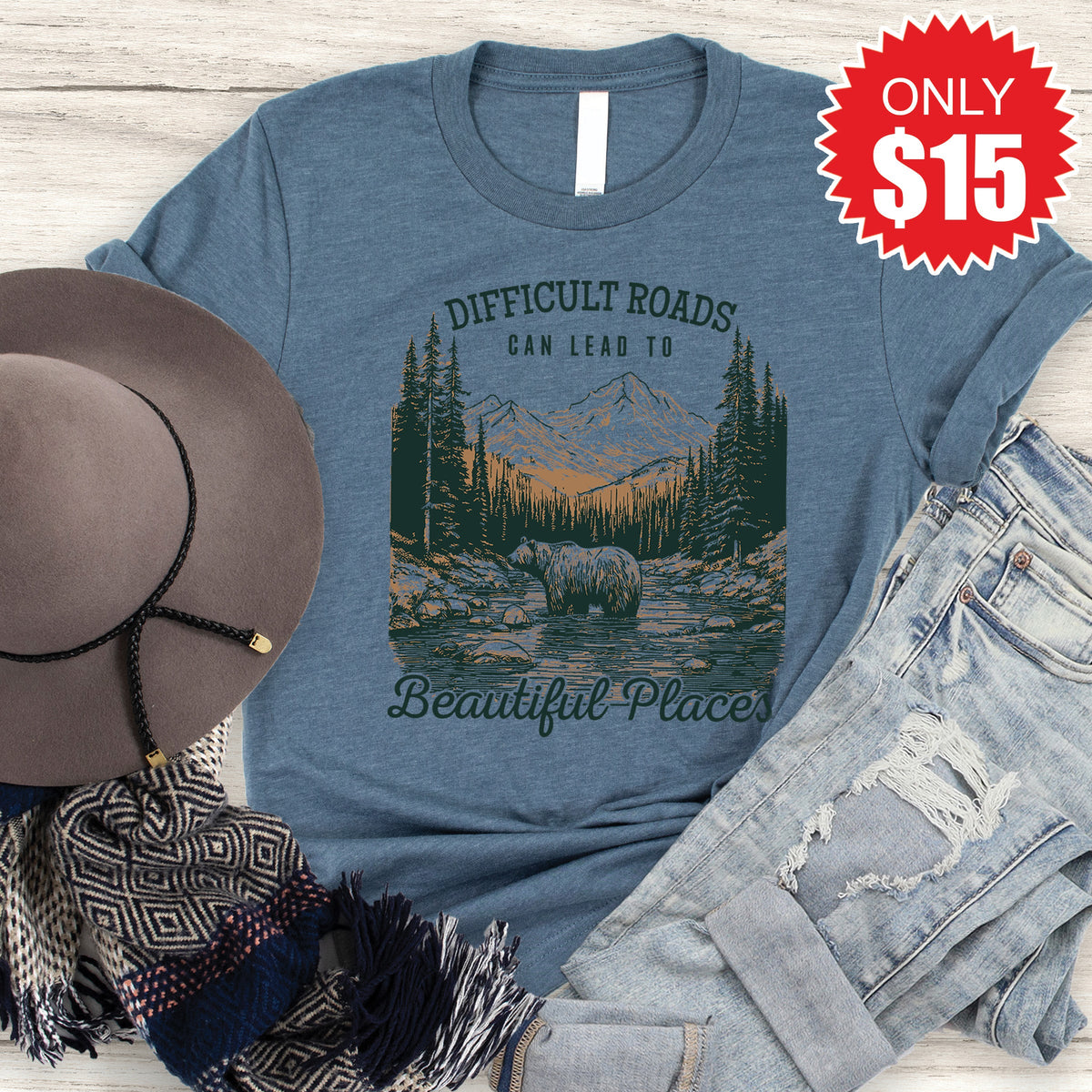 Beautiful Places Tee - Heather Slate - 15 product image 1
